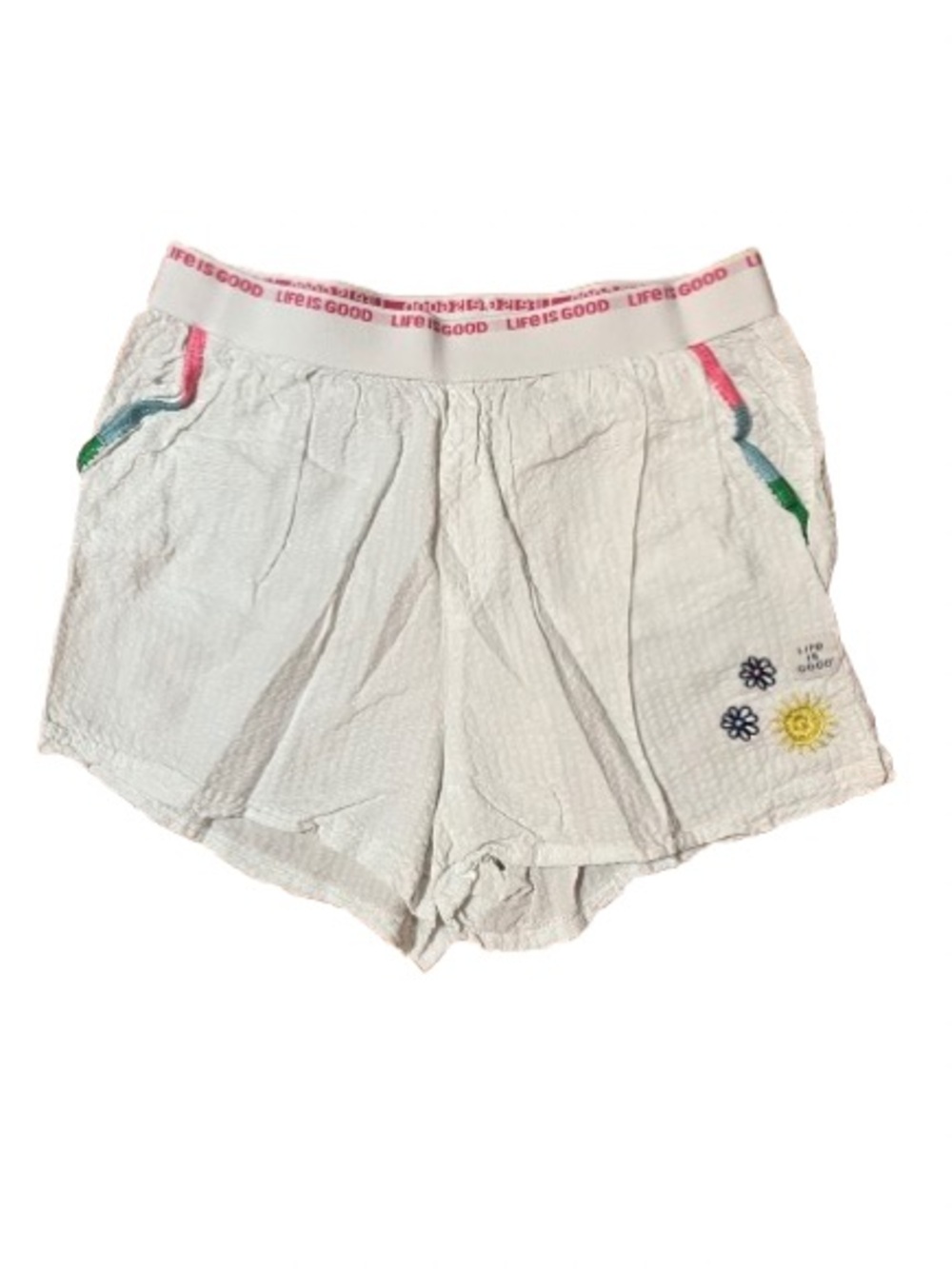 Life is Good White Women’s Lounge Sleep Shorts with Floral Detail Size Small